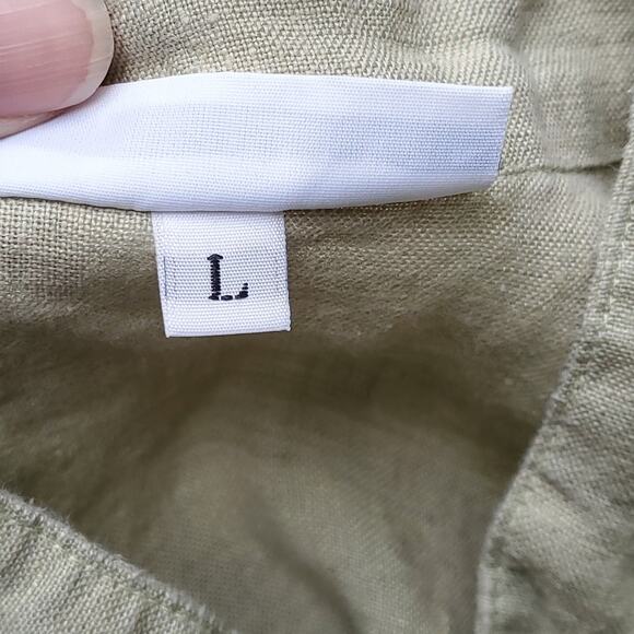 Bryn Walker Light Green Linen Button Down Tunic Top Pockets Lagenlook Sz L - Picture 13 of 15